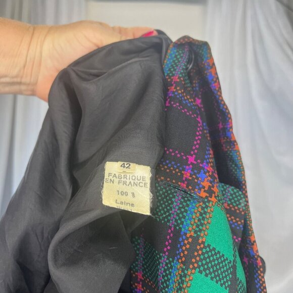 Neiman Marcus Plaid Dress Made In France Vintage Shirt Jacket Dress Ladies MED - Picture 8 of 10